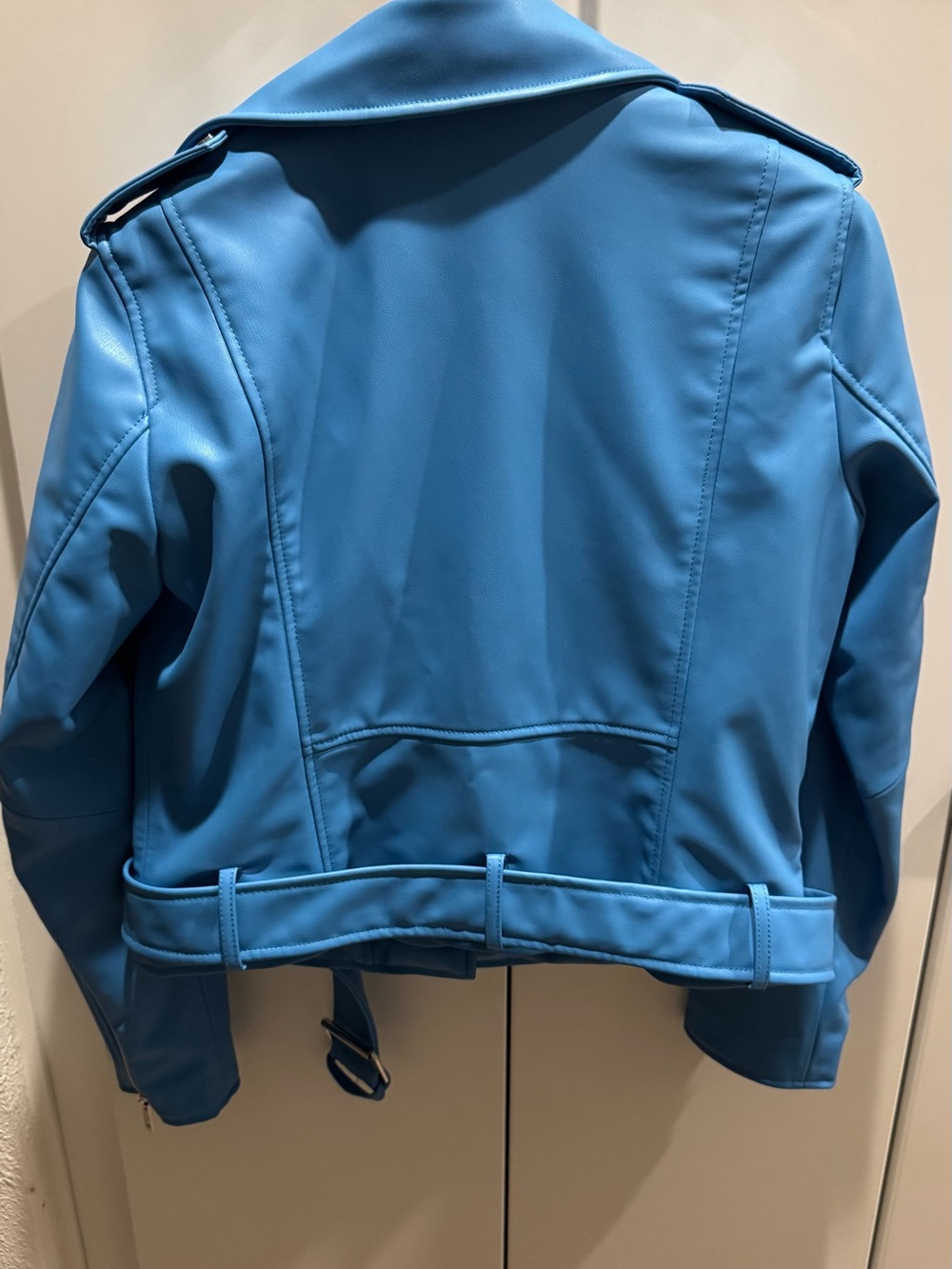 Zara Bright Blue Faux Leather Moto Jacket - Picture 2 of 4
